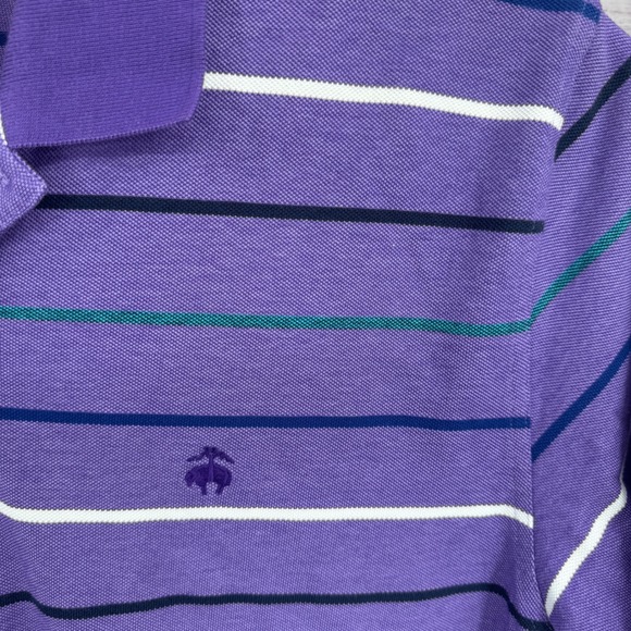 Brooks Brothers 346 Performance Polo Shirt Mens XL Purple Striped Short‎ Sleeve - Picture 4 of 8